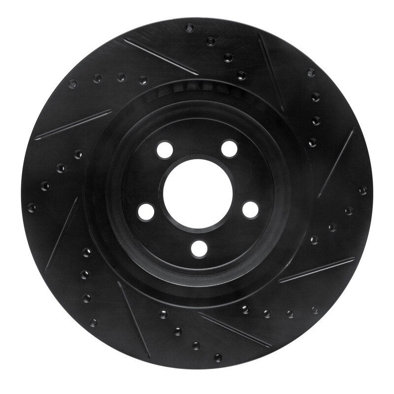 Chrysler 300 Brake Rotor (1) - Front Left - R1 Concepts - Drilled & Slotted - Black - `05-`23
